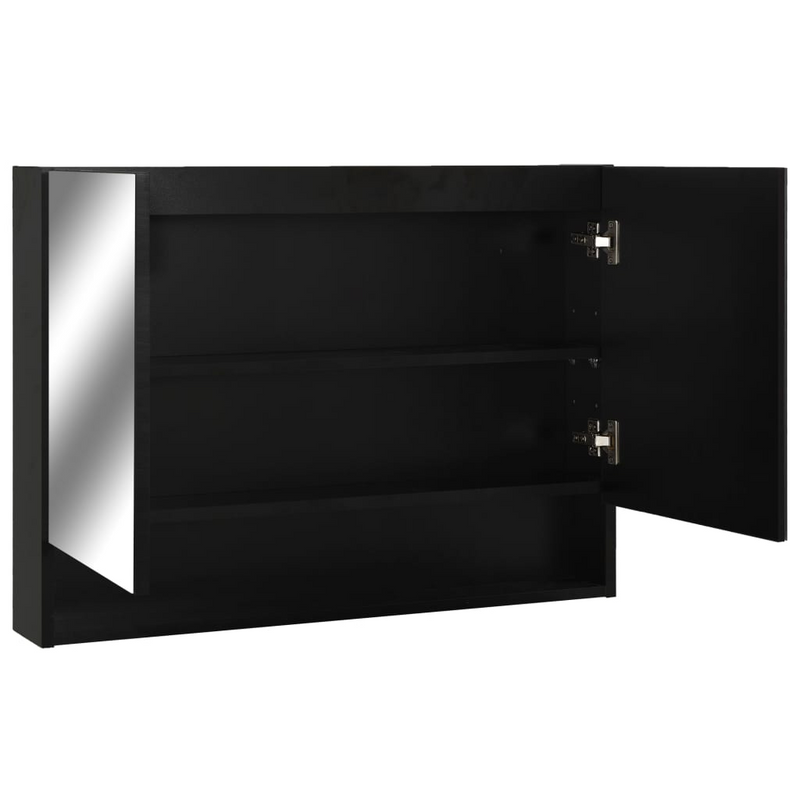 vidaXL LED Bathroom Mirror Cabinet Black 31.5"x5.9"x23.6" MDF