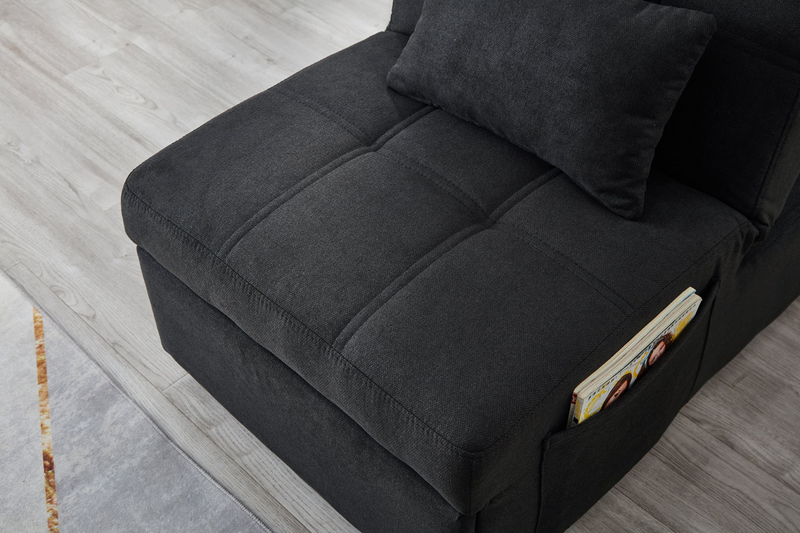 Living Room Bed Room Furniture with Black Linen Fabric Recliner Chair Bed