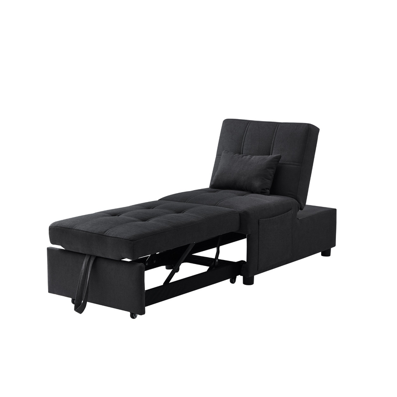 Living Room Bed Room Furniture with Black Linen Fabric Recliner Chair Bed