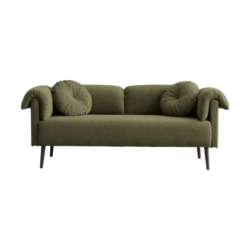 68.5"Modern Lamb Wool Sofa With Decorative Throw Pillows for Small Spaces