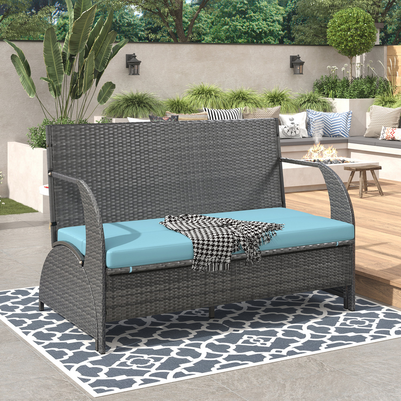 Outdoor Loveseat and Convertible to four seats and a table,Suitable for Gardens and Lawns