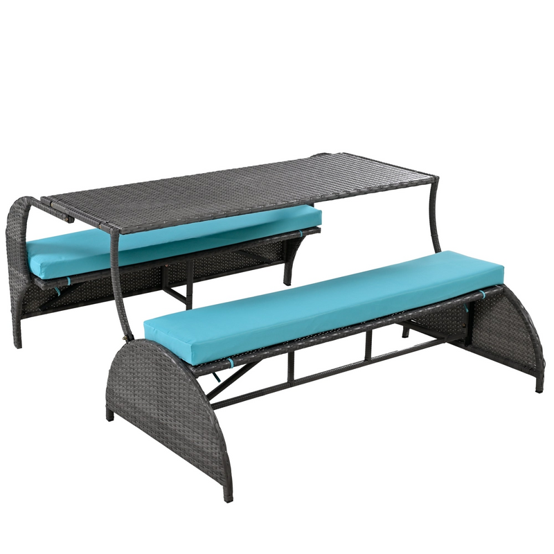 Outdoor Loveseat and Convertible to four seats and a table,Suitable for Gardens and Lawns