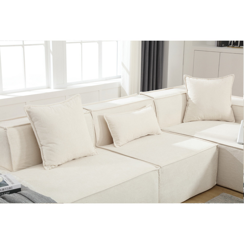 Modular combination living room sofa set, modern minimalist sofa, free installation sofa, L-shaped, Italian minimalist tofu block sofa, Beige