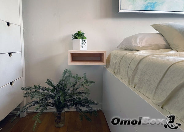 Natural Wood Floating Nightstand - Floating Bedside Table - Floating Shelf. solid wood nightstand. natural wood nightstand